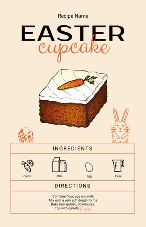 Easter Cupcake Cooking Steps Recipe Card Design Template