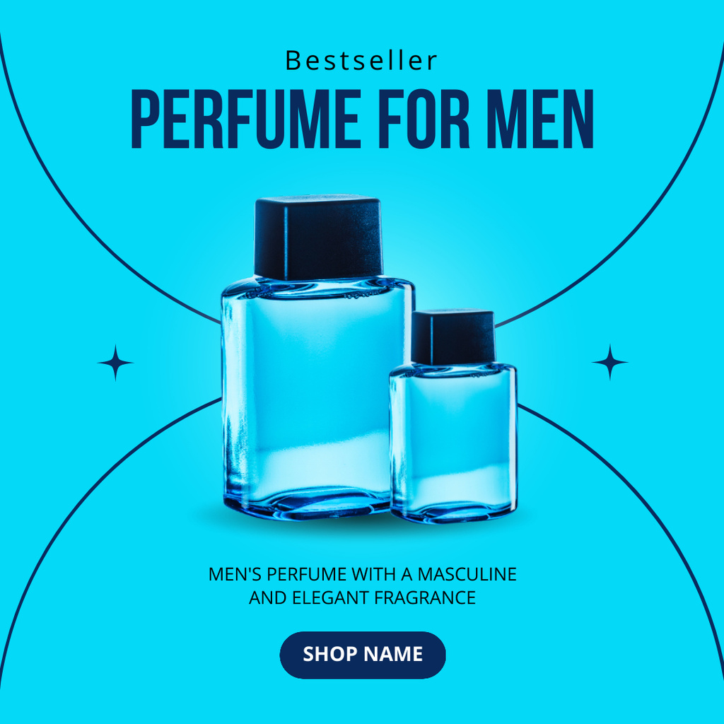 Fragrance for Men on blue Instagram Design Template