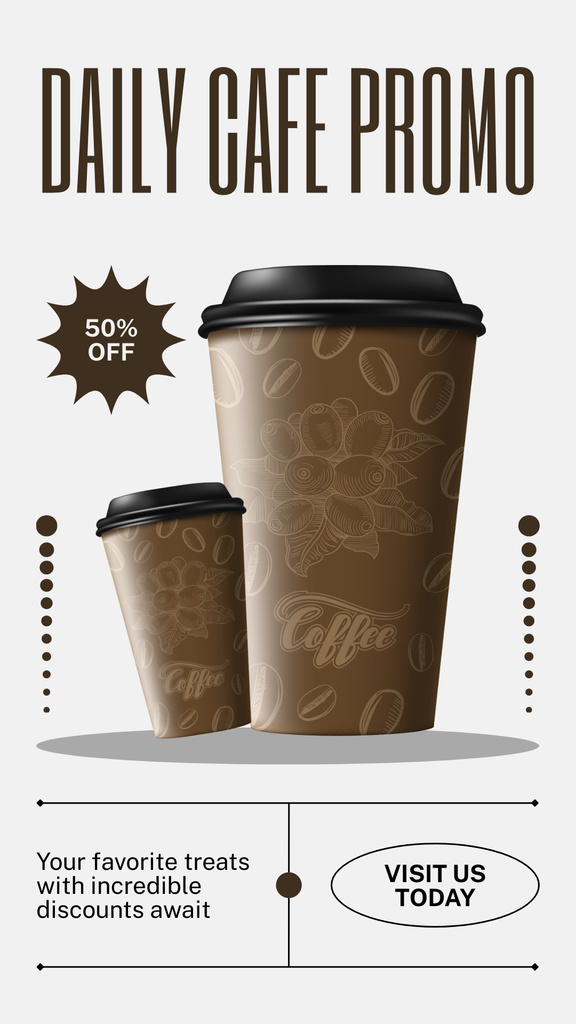 Szablon projektu Incredible Discounts For Coffee In Cafe Instagram Story