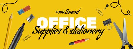 Ontwerpsjabloon van Facebook Video cover van Office Supplies Sale Ad in Yellow