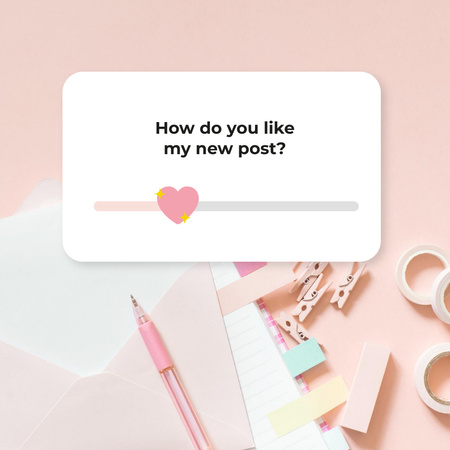 Cute Pink Stationery on Table Instagram Design Template