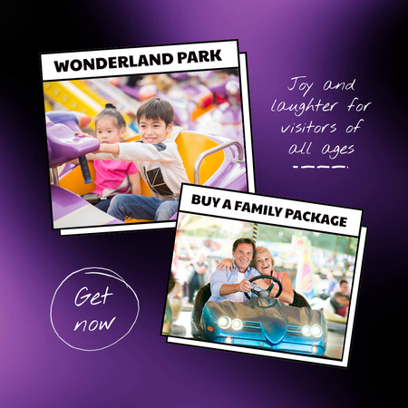 Exhilarating Attractions For Families In Amusement Park Animated Post Design Template
