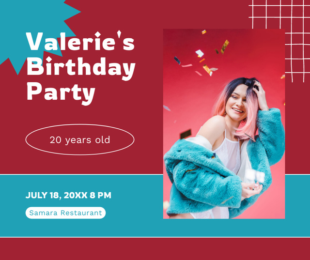 Designvorlage Birthday Party of Young Woman für Facebook