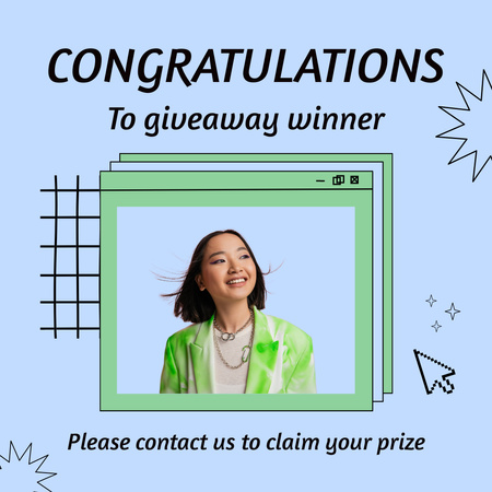 Giveaway Winner Congratulations on Blue Instagramデザインテンプレート