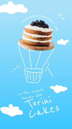 Designvorlage Funny flying Air Balloon-Cake für Instagram Story