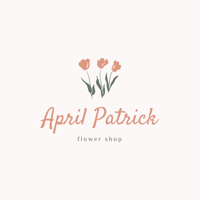 Flower Shop Ad with Cute Tulips Logo – шаблон для дизайна