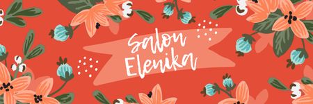Ontwerpsjabloon van Twitter van Beauty Salon Ad on Floral pattern