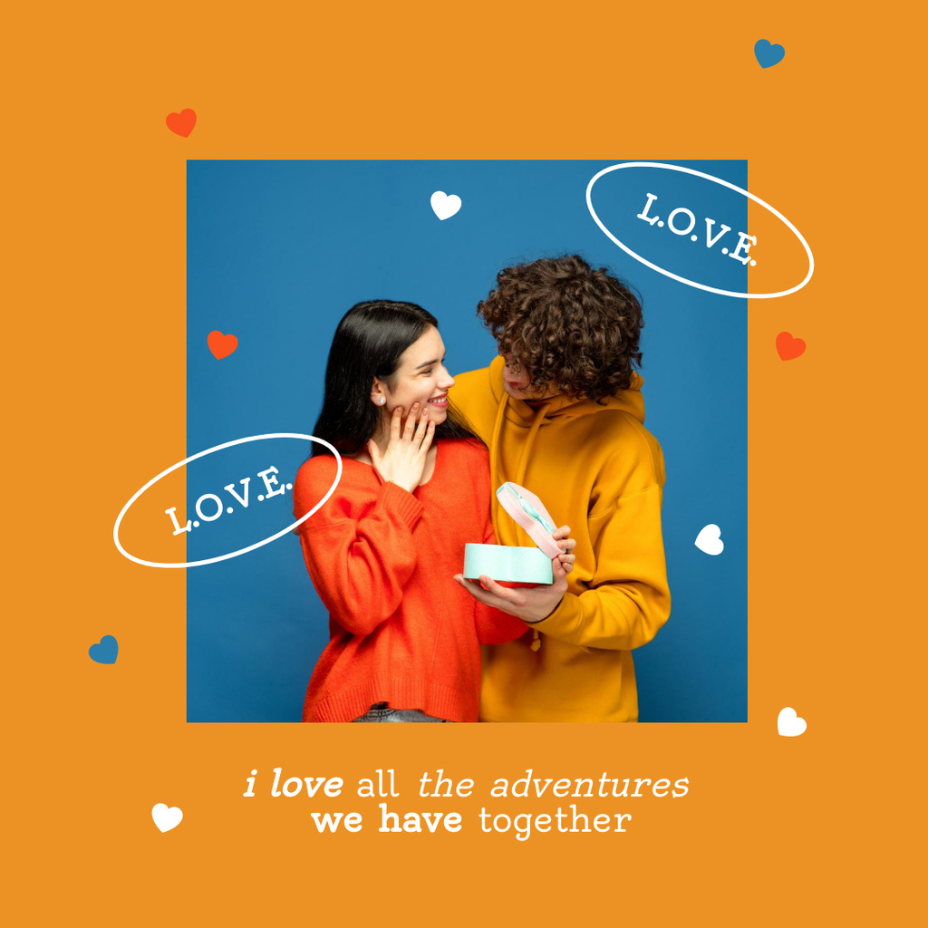 Cute Phrase with Happy Lovers Instagram Design Template