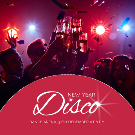 Ontwerpsjabloon van Animated Post van New Year Disco Dancing Event Announcement