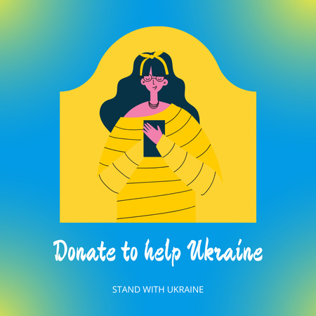 Soita ja lahjoita Ukrainaan nuoren naisen kanssa Instagram Design Template