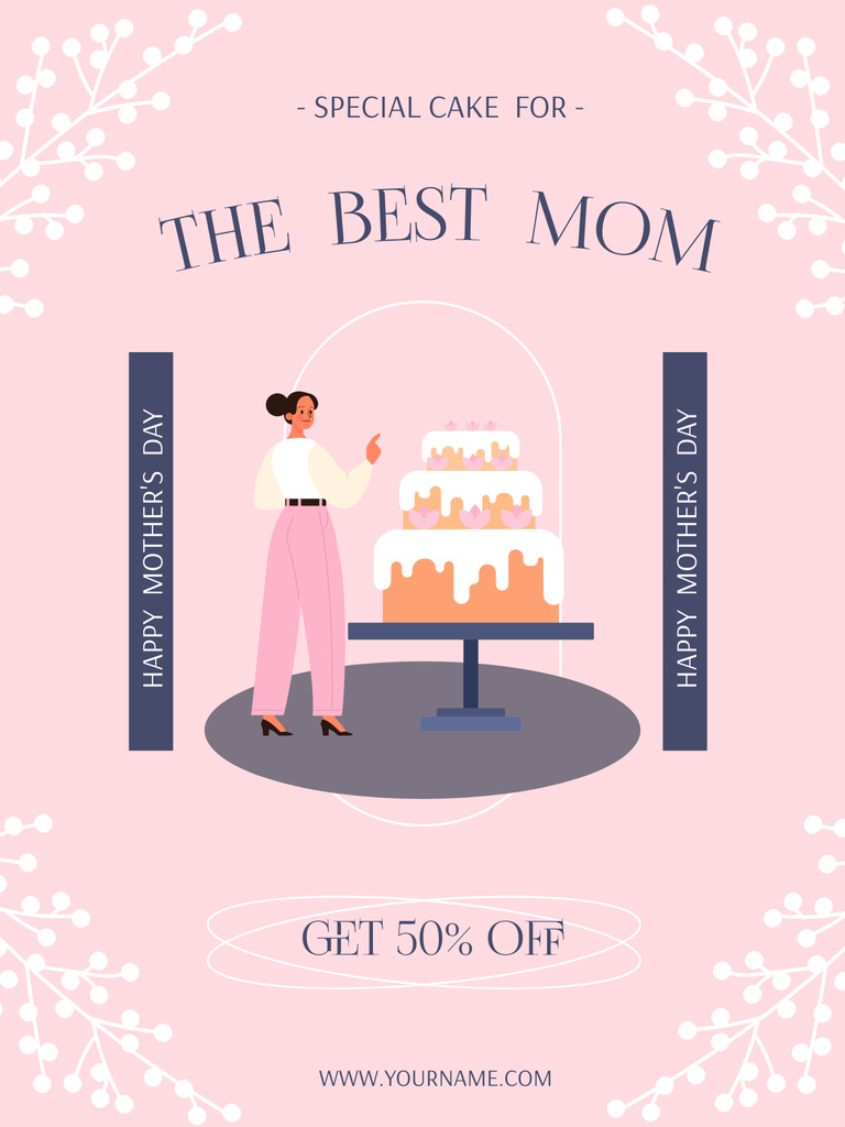 Offer of Special Cake on Mother's Day Poster US Tasarım Şablonu