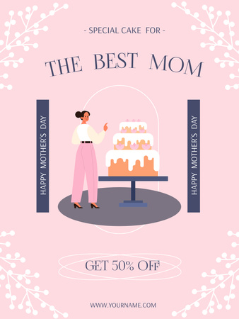 Offer of Special Cake on Mother's Day Poster US Design Template