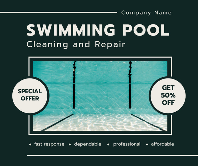 Swimming Pool Water Cleaning Facebook Modelo de Design