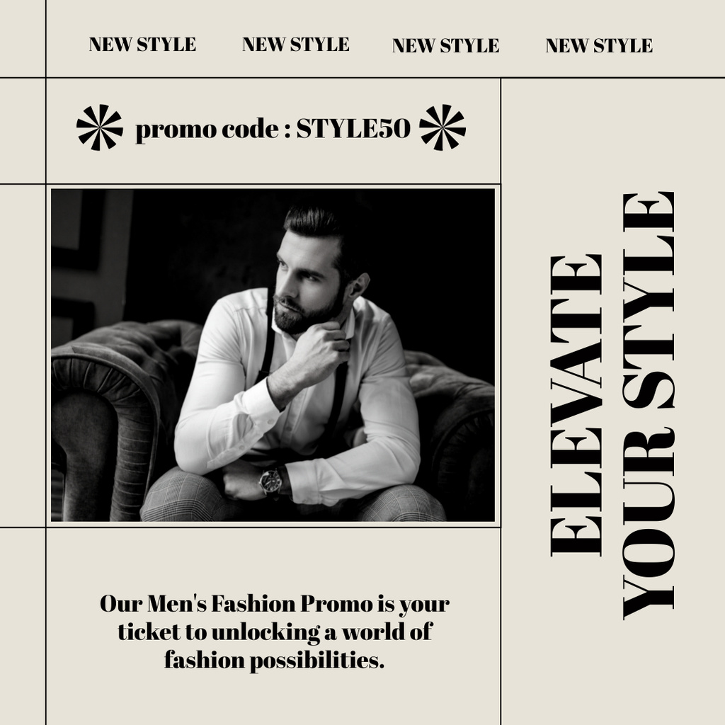 Plantilla de diseño de Promo of Men's Fashion with Phrase Instagram AD 