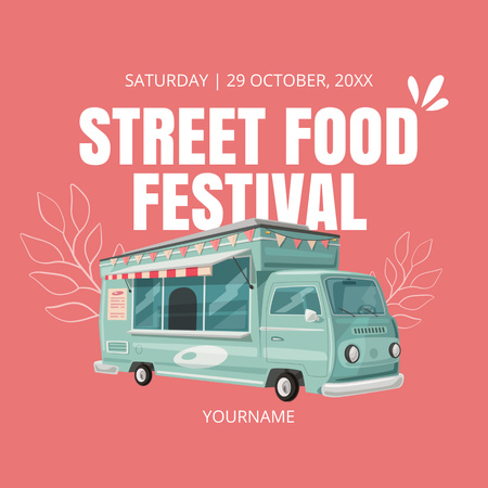 Modèle de visuel Annonce du festival gastronomique avec illustration du camion - Instagram