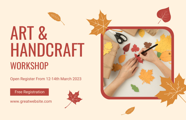 Arts And Crafts Workshop Announcement With Free Registration Thank You Card 5.5x8.5inデザインテンプレート