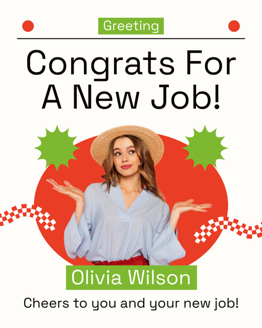 Congrats for New Job to Young Woman Instagram Post Vertical Design Template