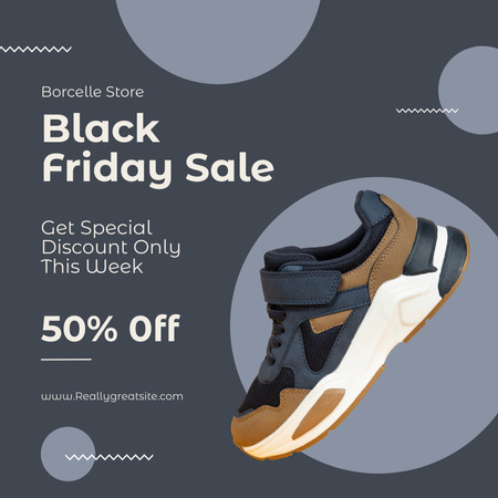 Fekete pénteki akciók cipők és takarékpénztári extravagánsok Instagram AD tervezősablon