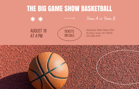Basketball Game Announcement on Brown Invitation 4.6x7.2in Horizontal Design Template
