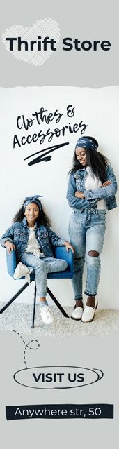 Black women in jeans thrift store Skyscraper Modelo de Design
