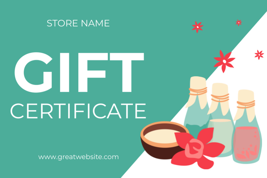 Gift Voucher Offer for Natural Cosmetics Gift Certificate Πρότυπο σχεδίασης