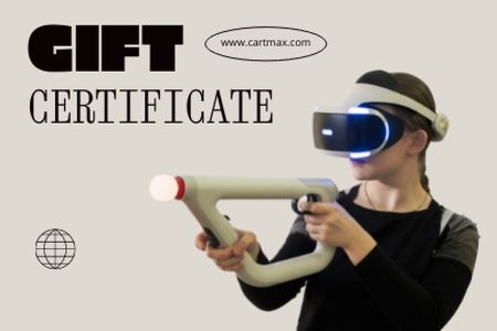 Platilla de diseño Woman in Virtual Reality Glasses Gift Certificate
