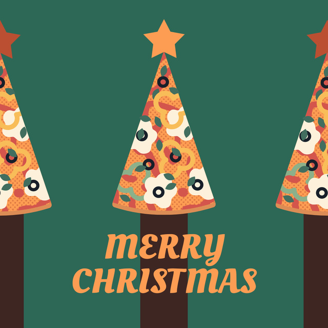 Christmas Holiday Greeting with Festive Trees with Stars Instagram Design Template