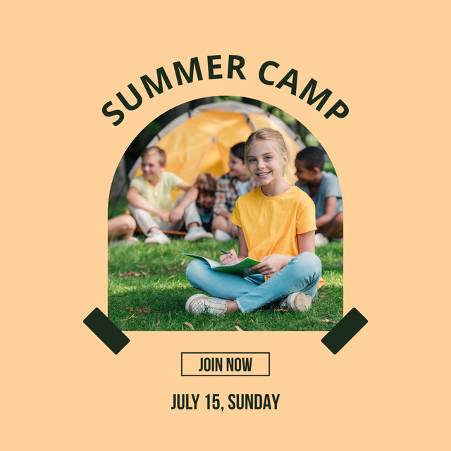 Summer Camp Announcement Instagram Modelo de Design
