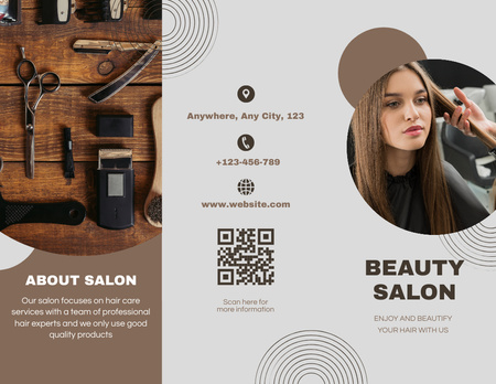 Woman on Hairstyle in Professional Beauty Salon Brochure 8.5x11in Design Template