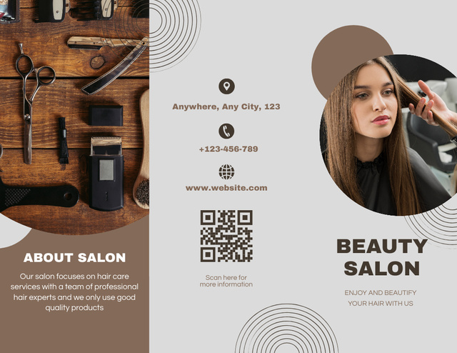 Woman on Hairstyle in Professional Beauty Salon Brochure 8.5x11in tervezősablon
