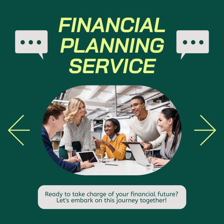 Plantilla de diseño de Servicios de planificación financiera con equipo de trabajo. LinkedIn post 