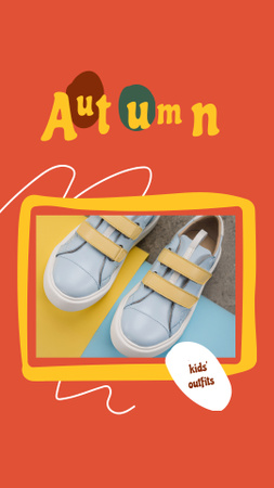 Plantilla de diseño de oferta de trajes para niños con niño en zapatos de otoño Instagram Story 