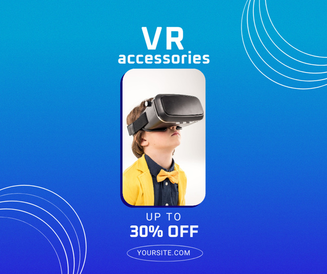 VR Accessories Offer with Kid Facebook Šablona návrhu