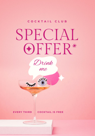 Cocktail Club Special Offer Flyer A5 Design Template