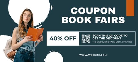 Book Fairs With Discounts For Books Coupon 3.75x8.25in Design Template