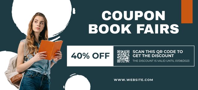 Book Fairs With Discounts For Books Coupon 3.75x8.25in – шаблон для дизайна