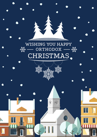 Szablon projektu świąteczne powitanie w snowy house Poster