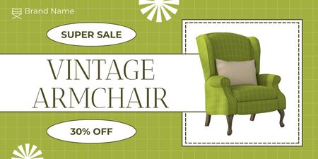 Plantilla de diseño de Oferta de venta de cómodo sillón en tienda de antigüedades Twitter 