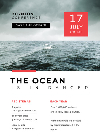 Szablon projektu Konferencja ekologiczna Burzliwe ogłoszenie z falami morskimi Flayer