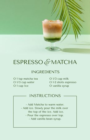 Espresso and Matcha Cooking Steps Recipe Card tervezősablon