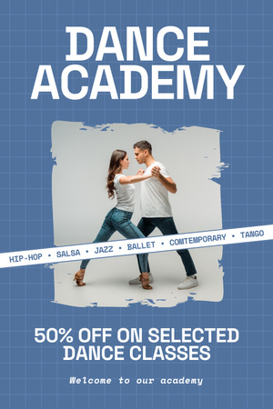 Platilla de diseño Ad of Dance Academy with Discount on Selected Dance Classes Pinterest