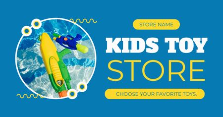 Plantilla de diseño de Tienda de juguetes infantiles con pistola de agua. Facebook AD 