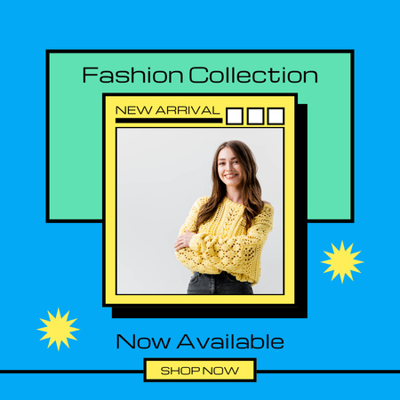 Modèle de visuel Annonce de collection de mode avec pull jaune - Instagram