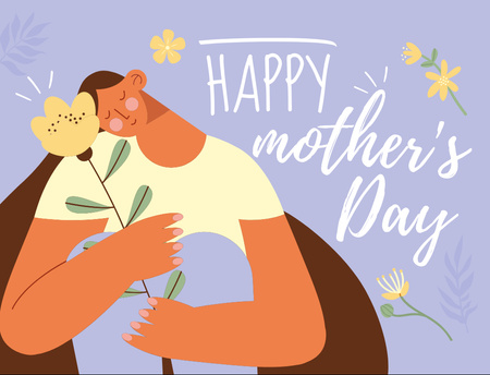 Platilla de diseño Happy Mother's Day Greeting on Purple Postcard 4.2x5.5in