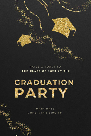 Graduation Party Announcement with Students' Hats Invitation 6x9in Design Template