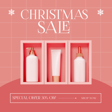 Plantilla de diseño de Christmas Sale of Cosmetics Pink Instagram AD 