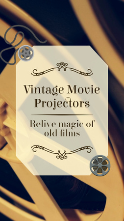 Ontwerpsjabloon van TikTok Video van Mooie filmprojectoren voor oude films in antiekwinkel