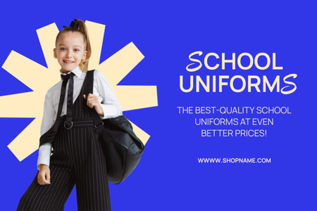 Back to School Special Offer with Girl in Uniform Label Design Template