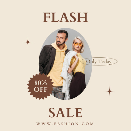 Fashion Ad with Stylish Woman and Man Instagram Design Template