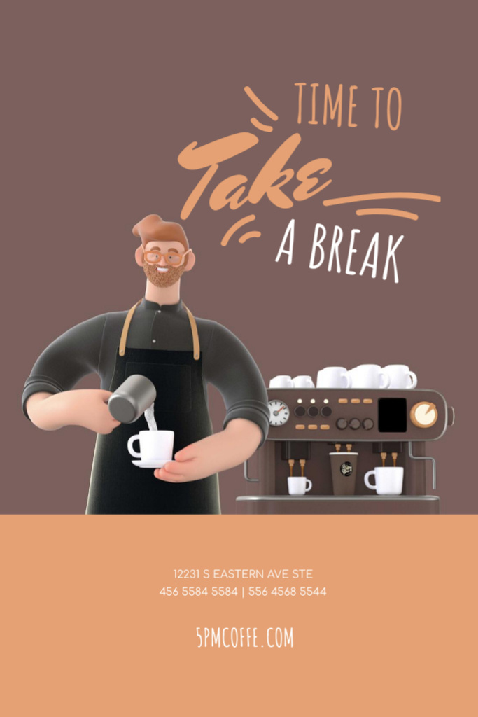 Barista Making Coffee by Machine Tumblr Modelo de Design